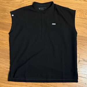 Figs Carolina Relaxed Henley Scrub Top ~ Black